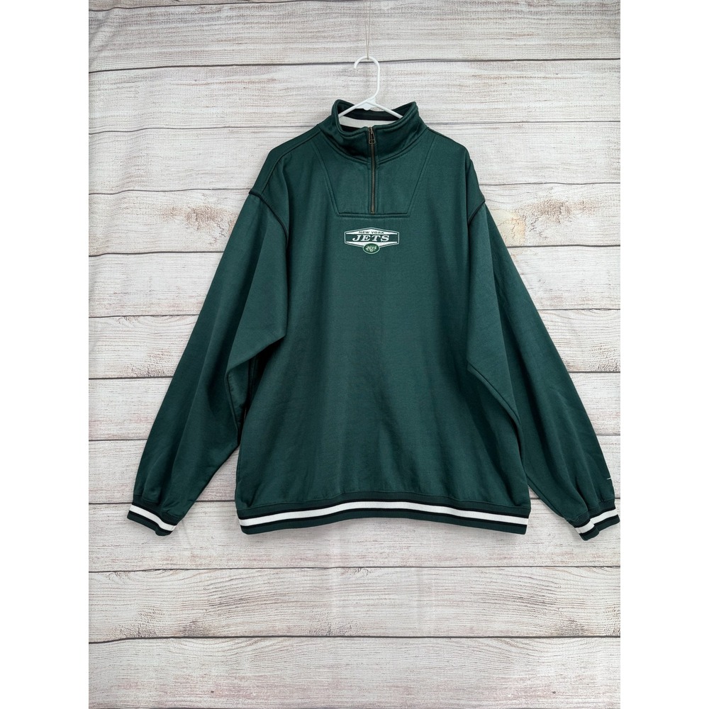 Pro Player New York Jets Pullover Mens XL Green Vintage 1/4 Zip Sweatshirt